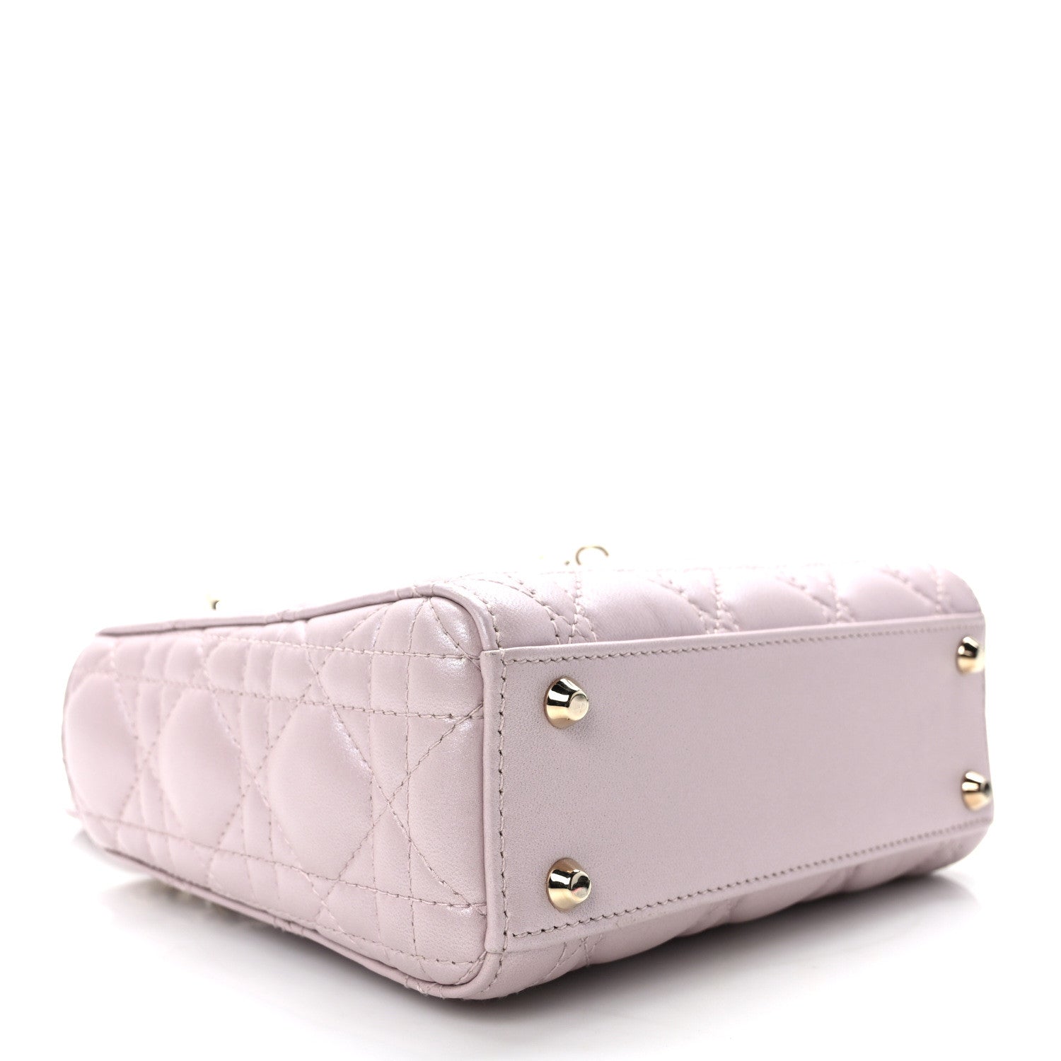Christian Dior Metallic Lambskin Cannage Mini Lady Dior Lotus 4 of 15