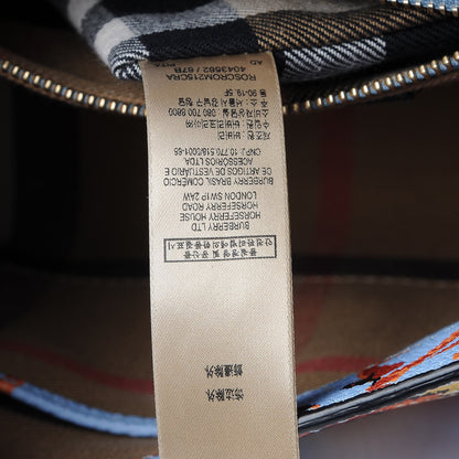 Burberry Soft Grain Calfskin Floral Print Small Buckle Tote Peony Rose Pale Blue Vibrant Orange 8 of 11