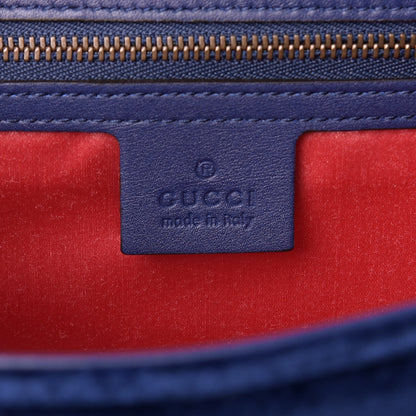 Gucci Velvet Matelasse GG Marmont Clutch Cobalt Blue 8 of 12