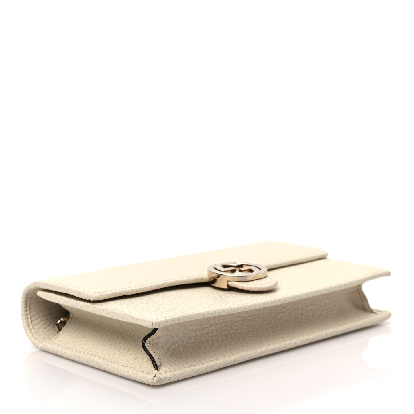 Dollar Calfskin Interlocking G Chain Wallet Ivoire