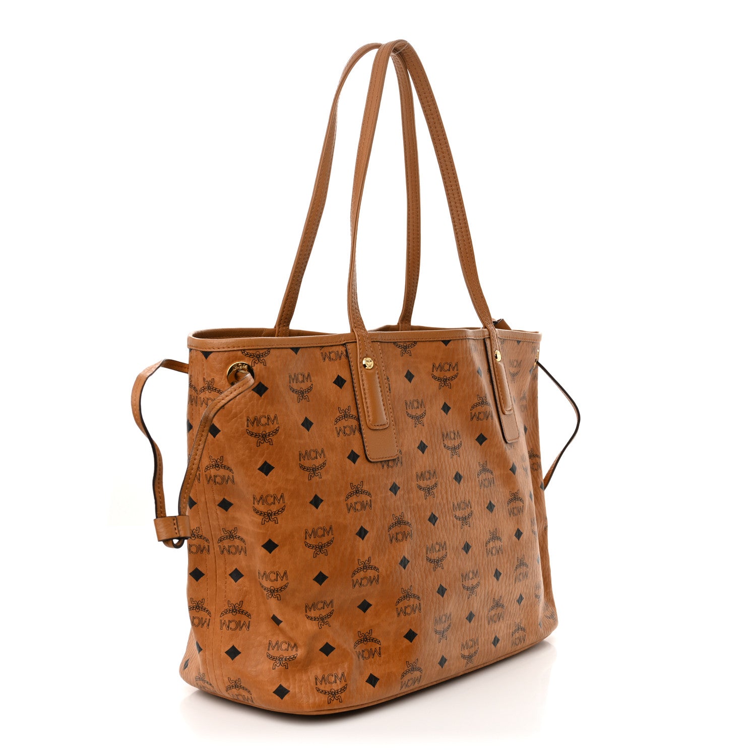 MCM Visetos Medium Liz Reversible Shopper Tote Cognac 4 of 17
