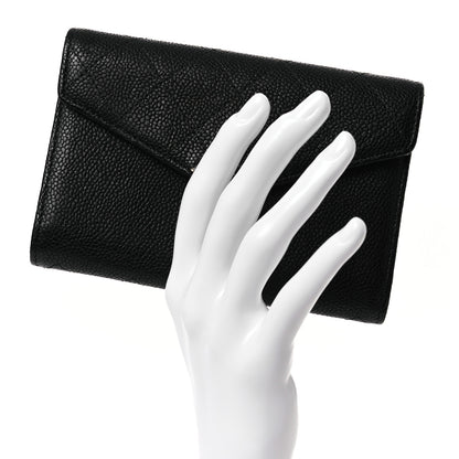 Chanel Caviar Quilted Thread CC Compact Flap Wallet Black 2 of 14