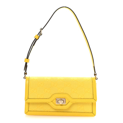 Gucci GG Monogram Scratch Lux Calfskin Mini Luce Shoulder Bag Yellow 1 of 10