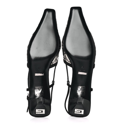 Gucci Tela Retino Kid Scamosciato Crystal GG Monogram Square G 35mm Slingback Pumps 38 Black 5 of 7