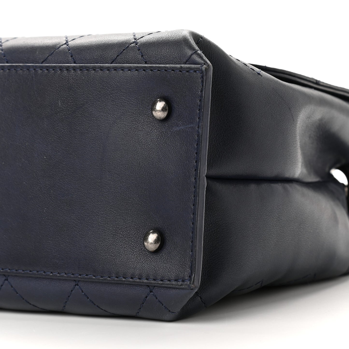 Calfskin Stitched Urban Luxury Top Handle Bag Navy