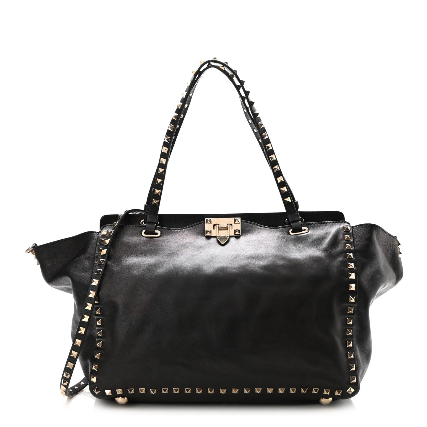 Vitello Medium Rockstud Tote Black