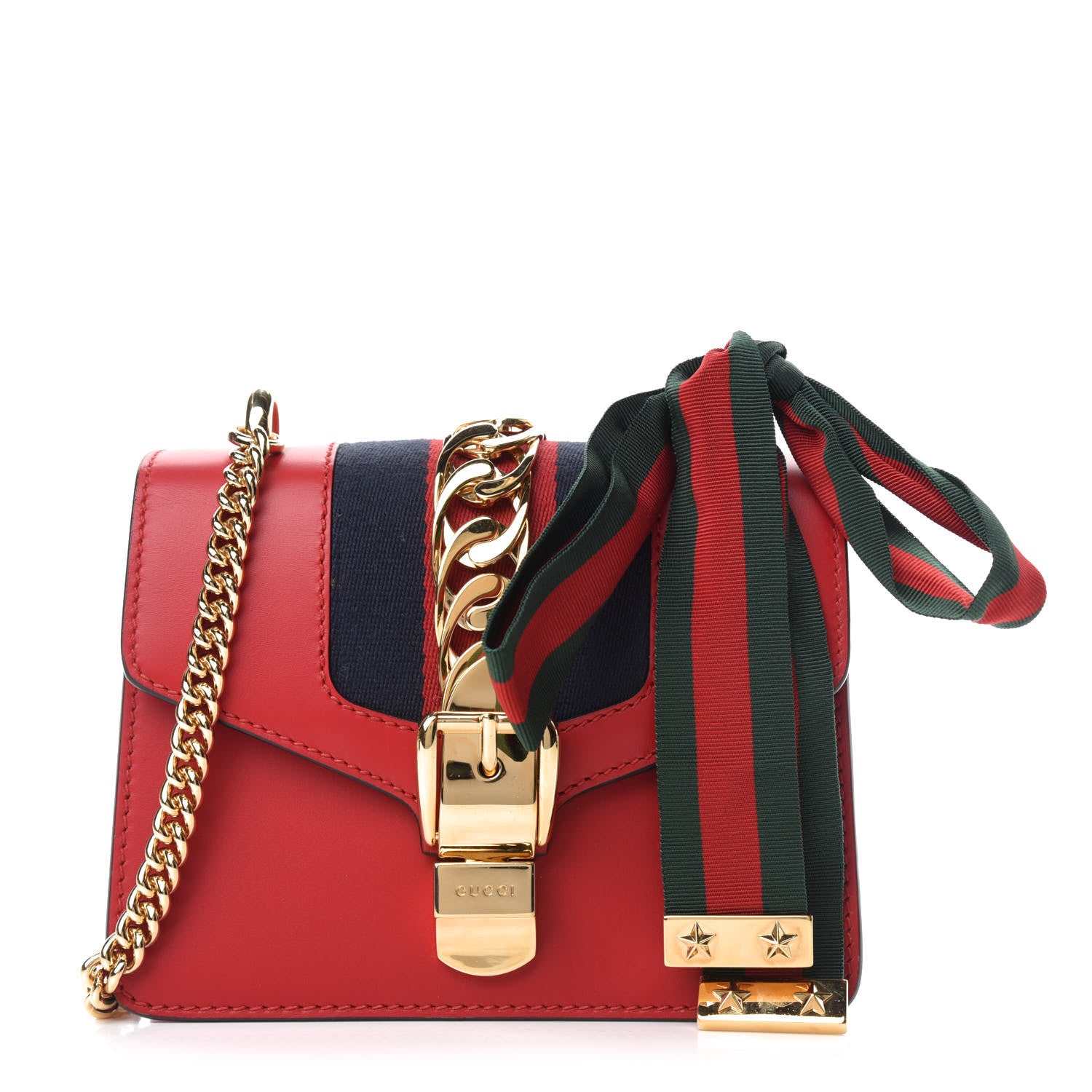 Gucci Calfskin Mini Sylvie Chain Shoulder Bag Hibiscus Red 1 of 11