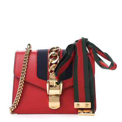 Gucci Calfskin Mini Sylvie Chain Shoulder Bag Hibiscus Red 1 of 11