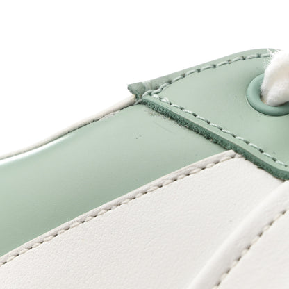 Prada Vitello Sport Spazzolato Rois Metal Triangle Logo Mens Downtown Low Top Sneakers 8.5 White Green 9 of 11
