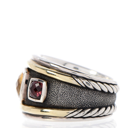 David Yurman Sterling Silver 14K Yellow Gold Citrine Rhodolite Garnet 15mm Renaissance Ring 54 7 3 of 5