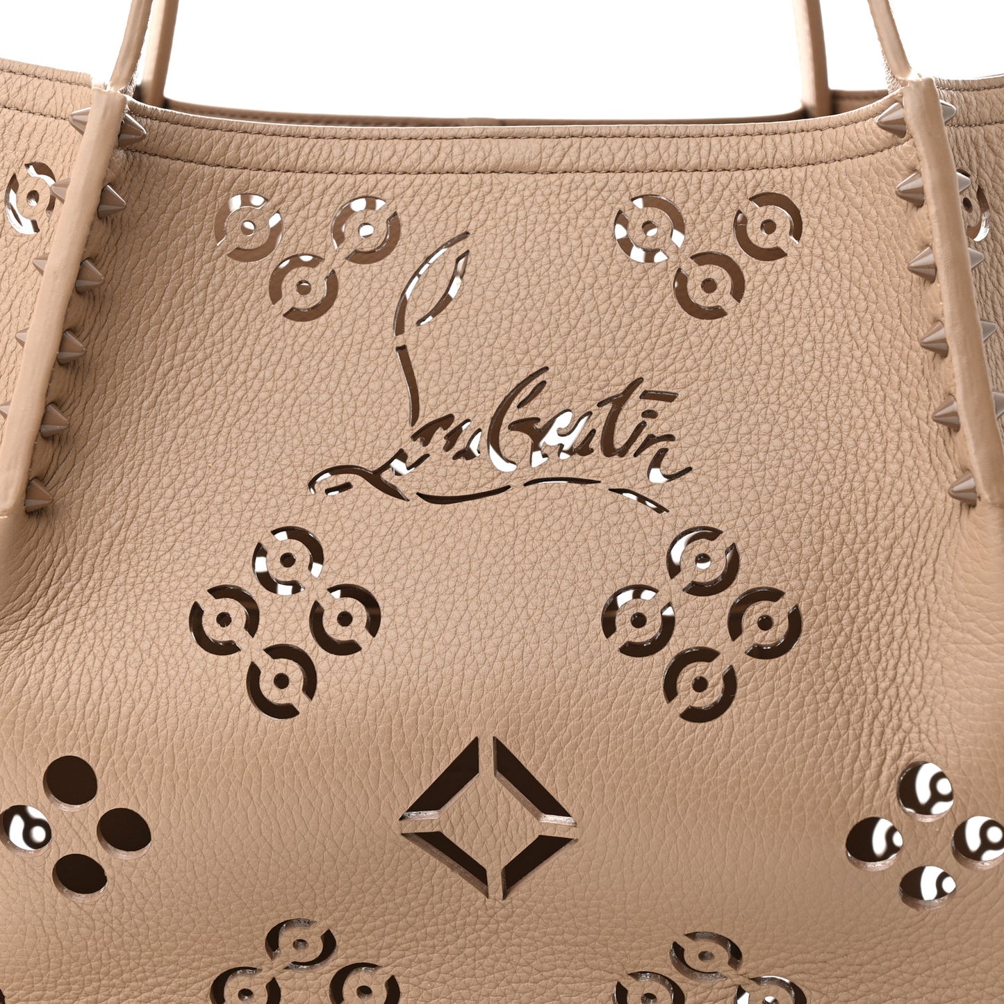 Calfskin Perforated Loubinthesky Large Cabarock Spikes Tote Roca