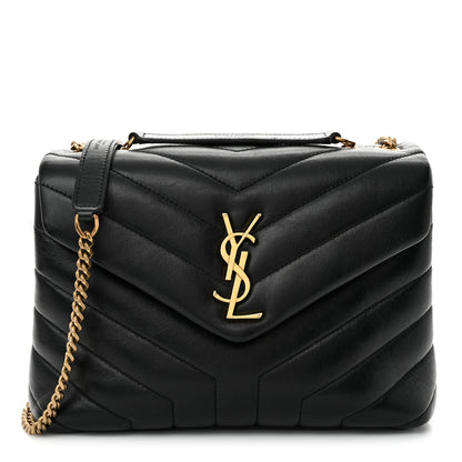 Saint Laurent Calfskin Y Quilted Monogram Small Loulou Chain Satchel Black 1 of 11