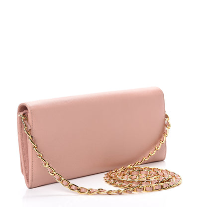Prada Saffiano Metal Large Chain Wallet Orchidea 2 of 14