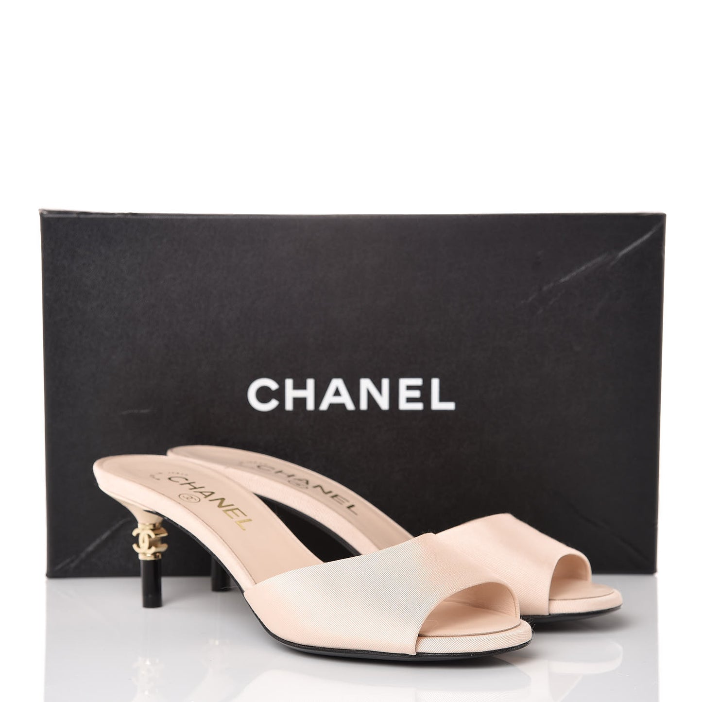 Grosgrain Lambskin CC Mules 36 Light Pink