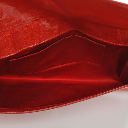 Saint Laurent Textured Patent Monogram Large Belle De Jour Clutch Red 5 of 6
