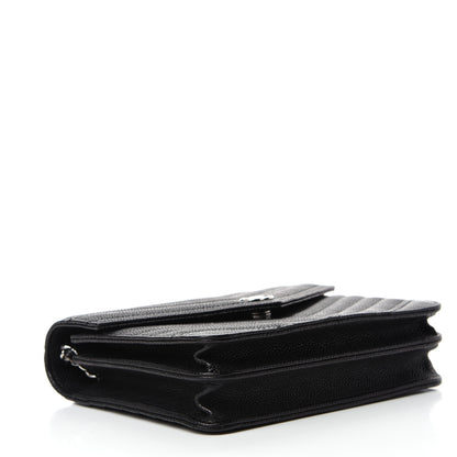 Chanel Caviar Chevron Quilted Square Wallet On Chain WOC Black 4 of 11