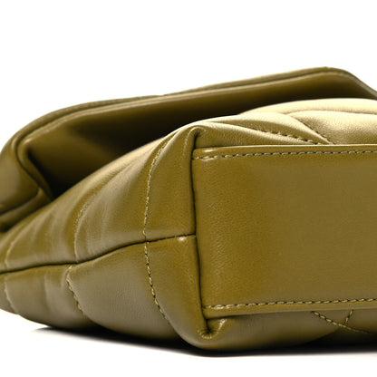 Saint Laurent Lambskin Monogram Loulou Puffer Pouch Clutch Olive 8 of 10