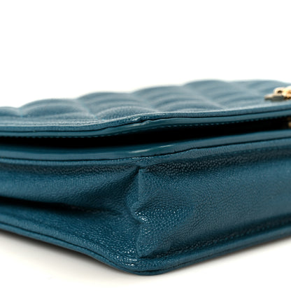 Chanel Caviar Quilted Boy Wallet On Chain WOC Blue 10 of 11