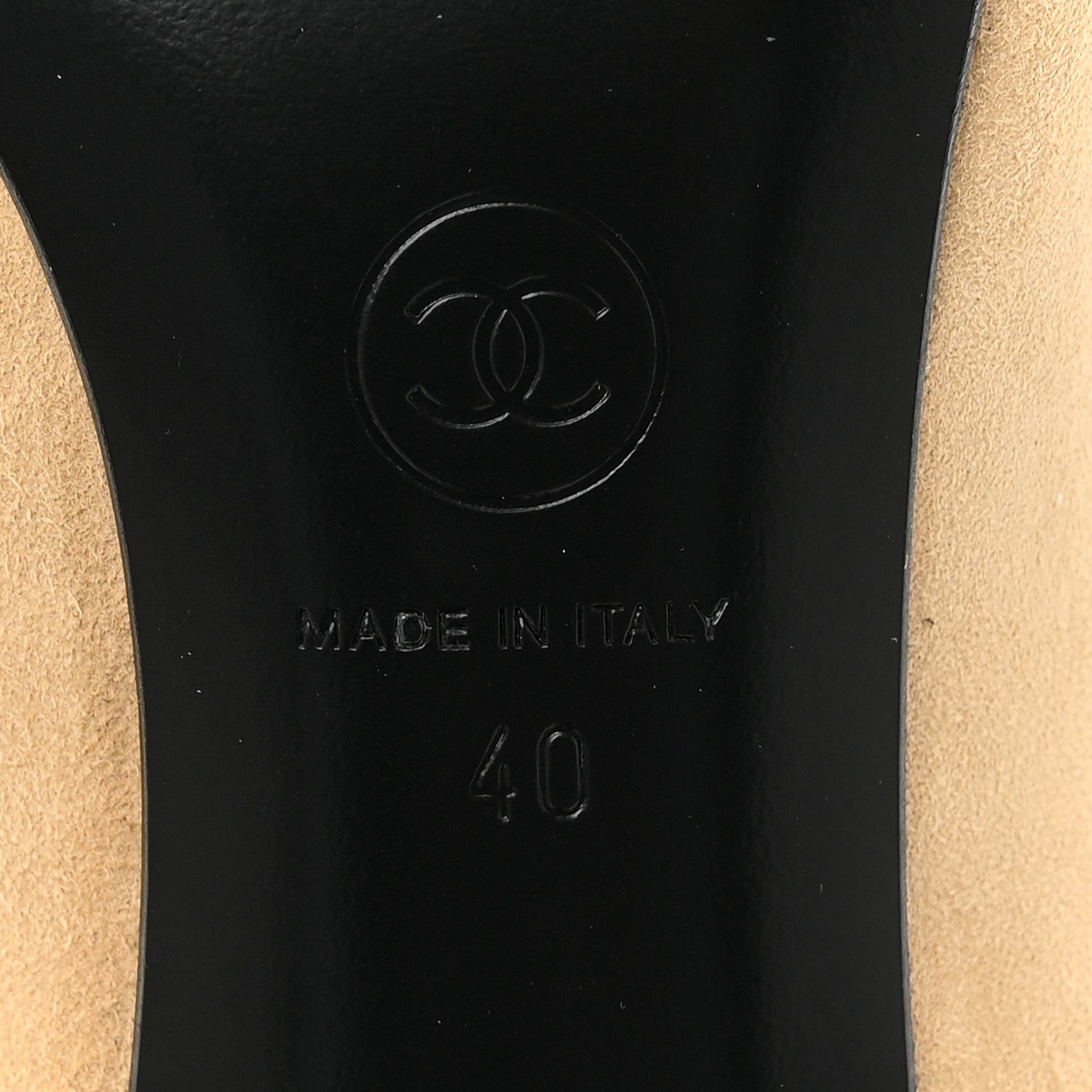 Chanel Suede Patent Calfskin Pumps 40 Beige Black 8 of 11