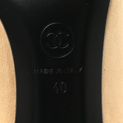 Chanel Suede Patent Calfskin Pumps 40 Beige Black 8 of 11