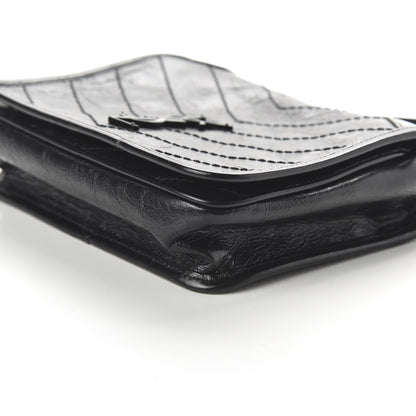 Saint Laurent Crinkled Calfskin Matelasse Monogram Niki Chain Wallet Black 7 of 9