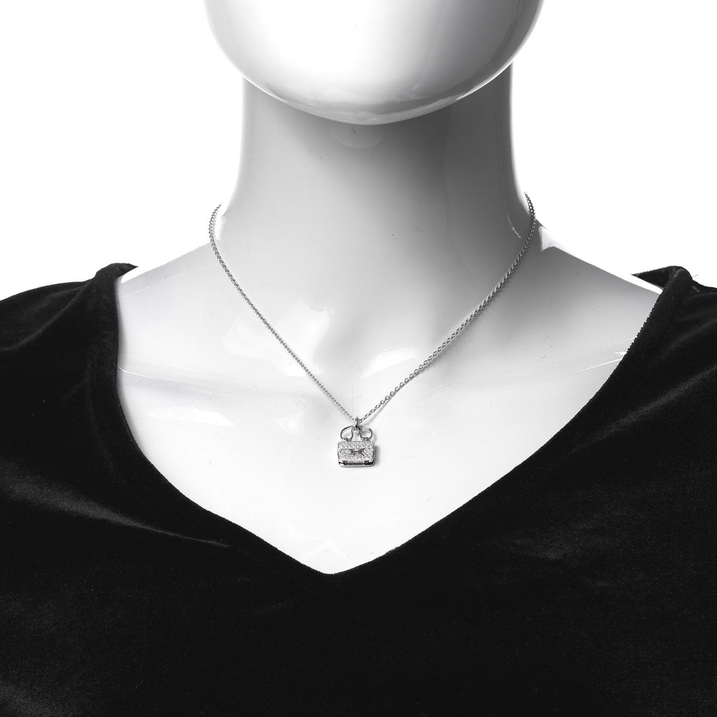18K White Gold Diamond Constance Amulette Pendant Necklace