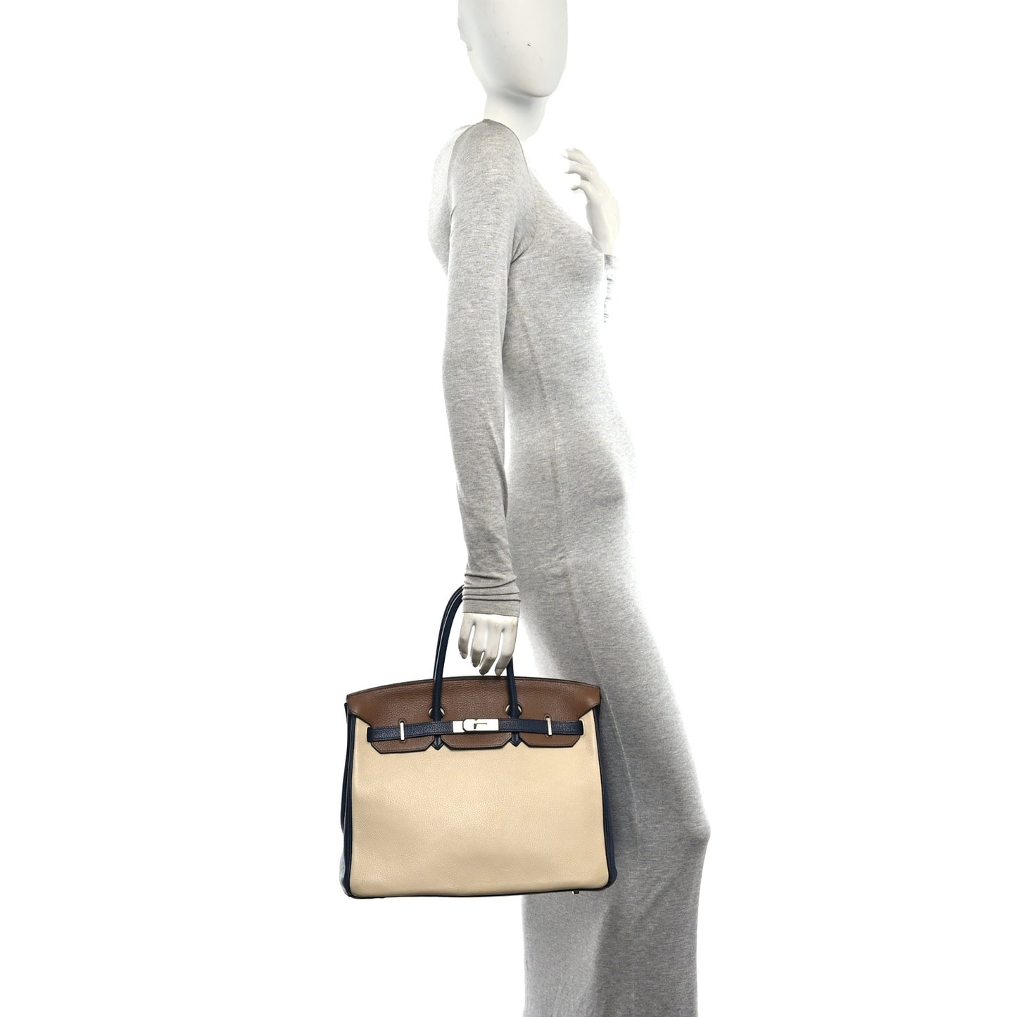 Taurillon Clemence Horseshoe Birkin 35 Bleu Abysse Parchemin Alezan Colvert