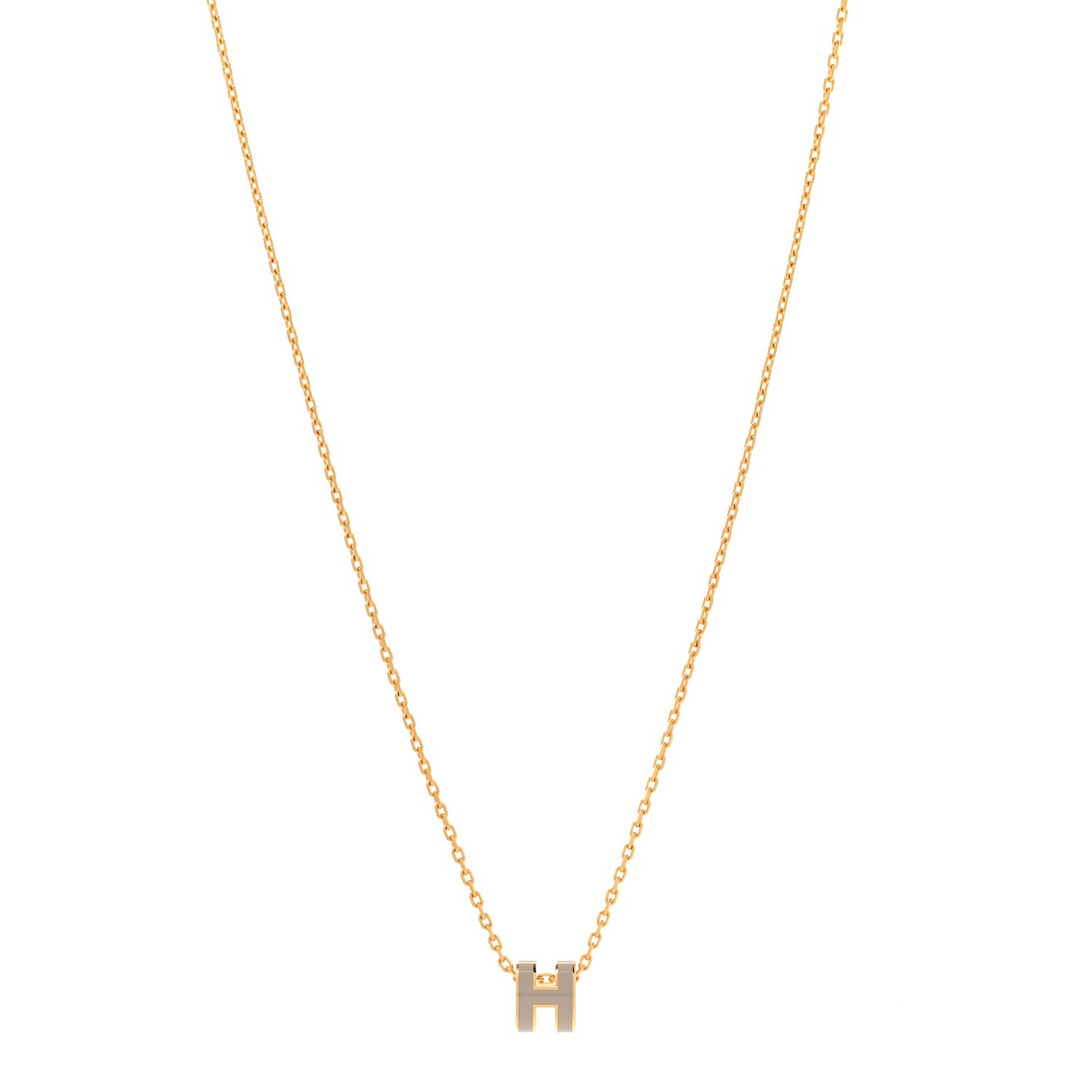 Lacquered Gold Mini Pop H Pendant Necklace Marron Glace