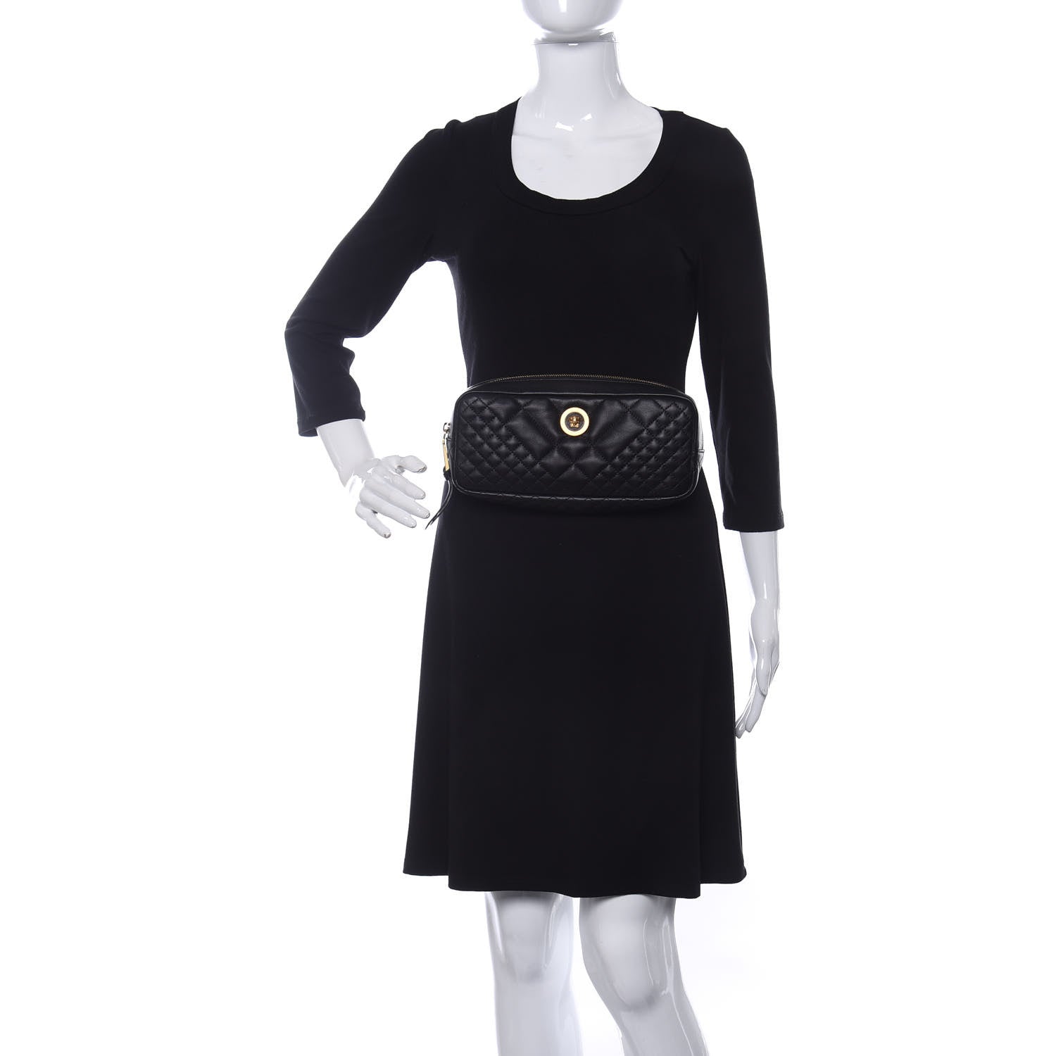 Versace Nappa Barocco Quilted Vanitas Medea Belt Bag Black 3 of 10