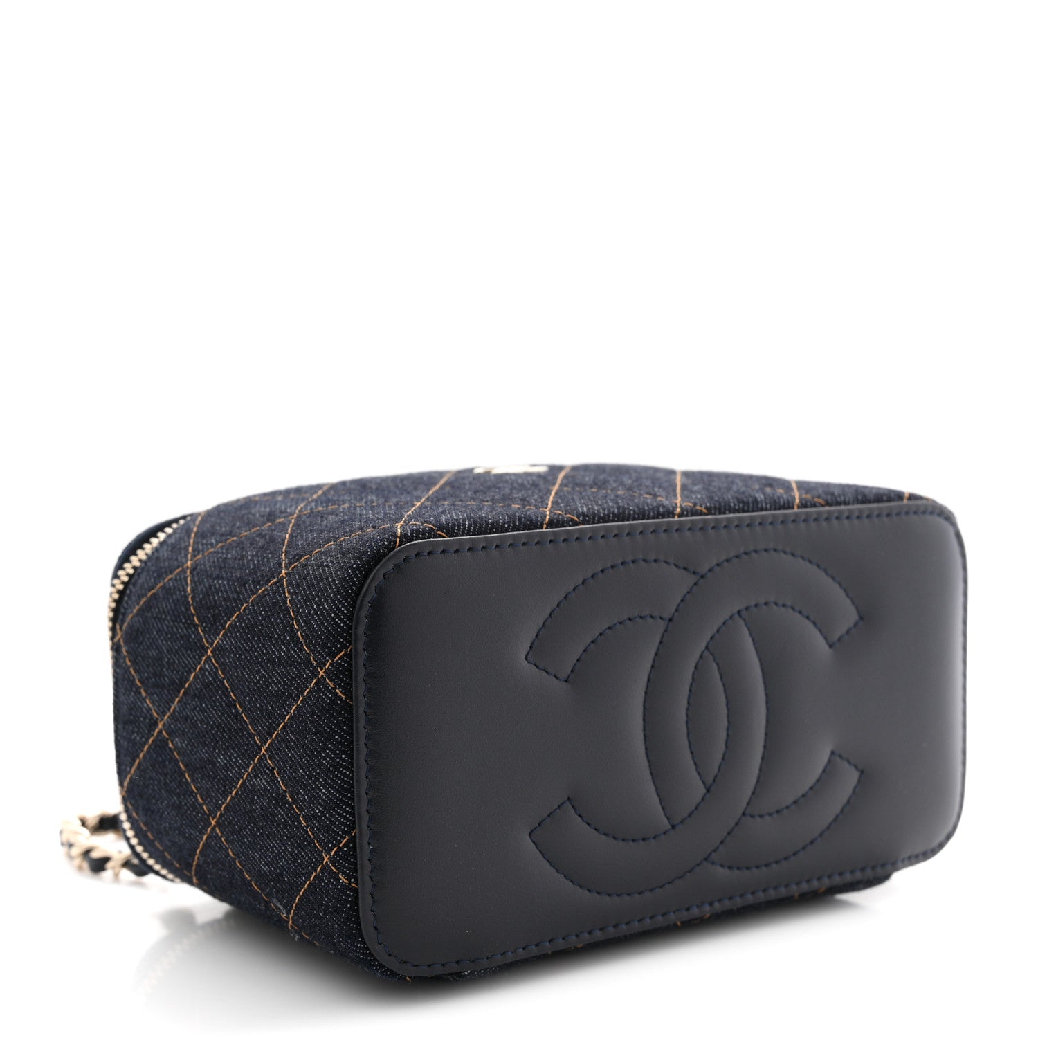 CHANEL デニム　ケースのみ Chanel Denim Quilted Vanity Case With Chain Dark Blue 1863815