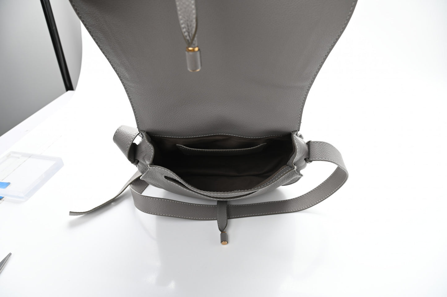 Calfskin Medium Marcie Round Crossbody Bag Cashmere Grey