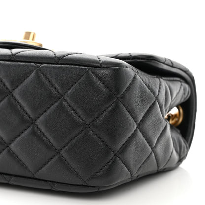 Chanel Lambskin Resin Quilted Mini Pearl Samba Square Flap Black 10 of 11