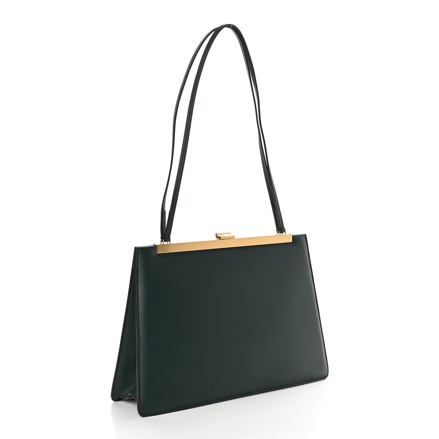 Smooth Calfskin Medium Clasp Shoulder Bag Forest