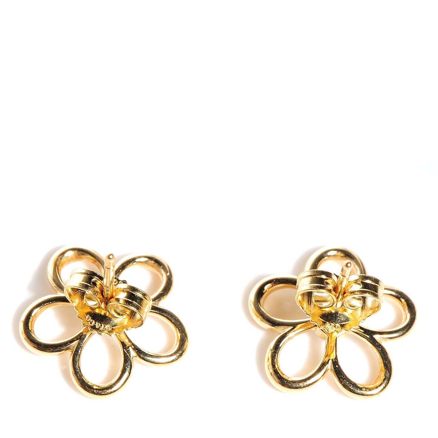 18K Yellow Gold Diamond Small Open Flower Earrings