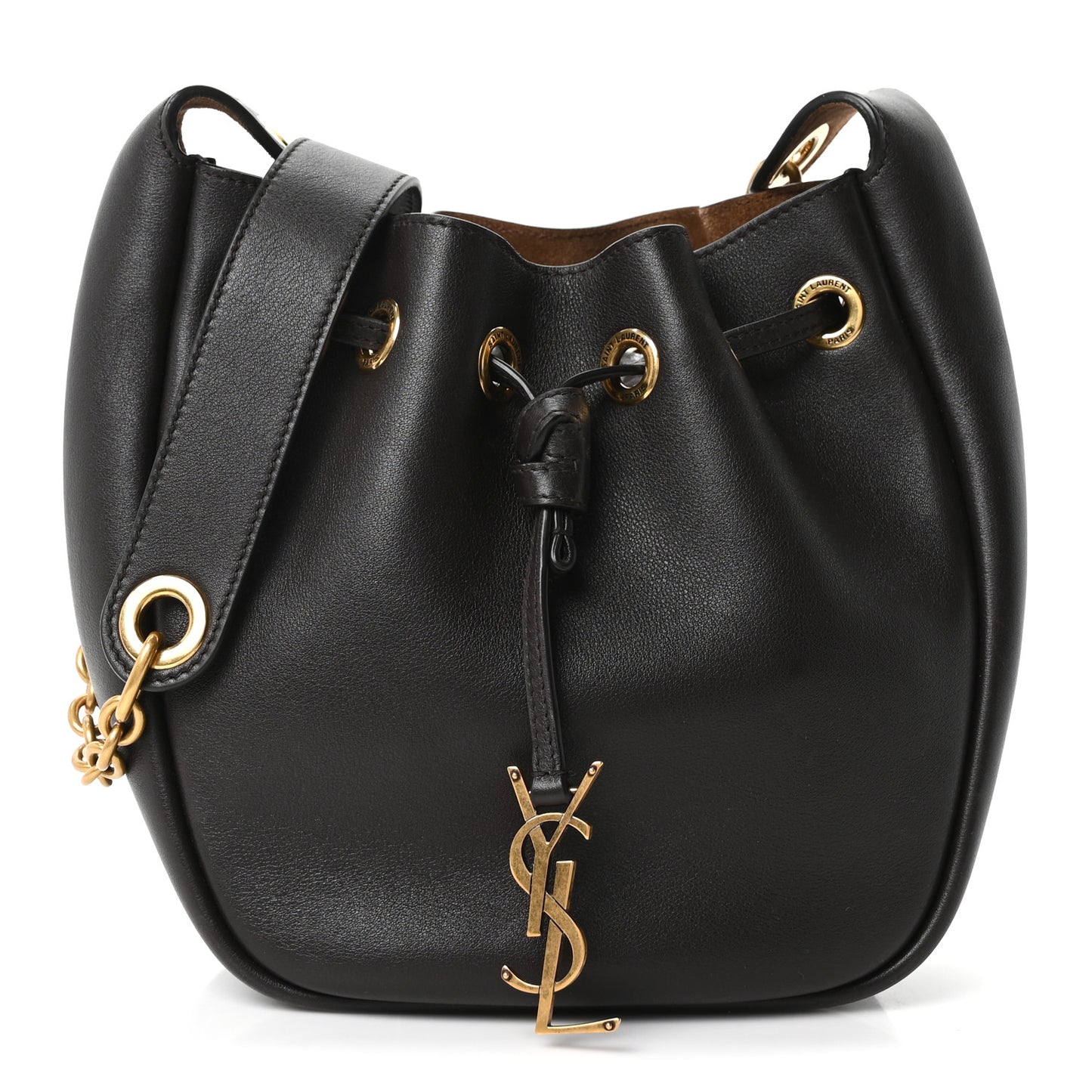 Calfskin Cassandre Supple Bucket Bag  Fondente Dark Cigar