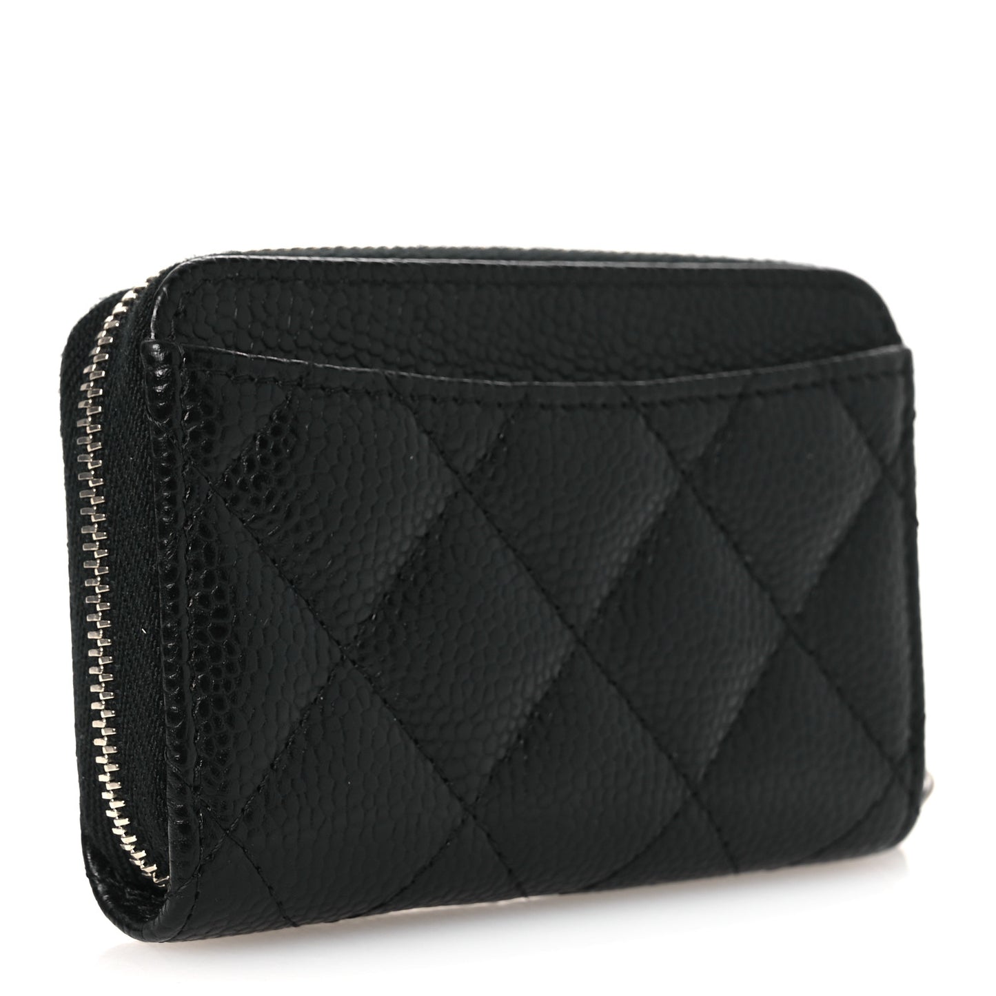 Caviar Quilted Zip Coin Purse Black