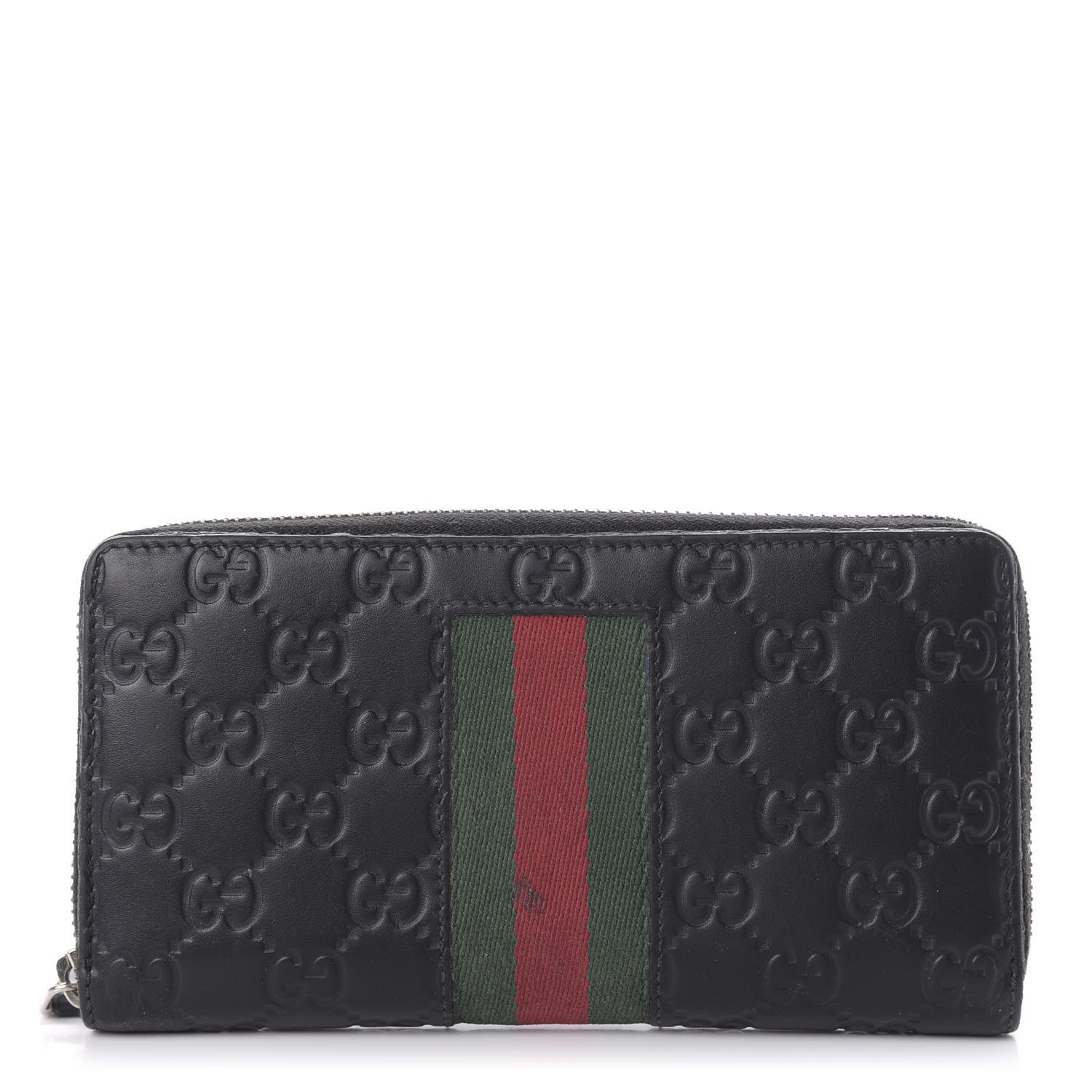 Gucci Guccissima Web Zip Around Wallet Black 1 of 12