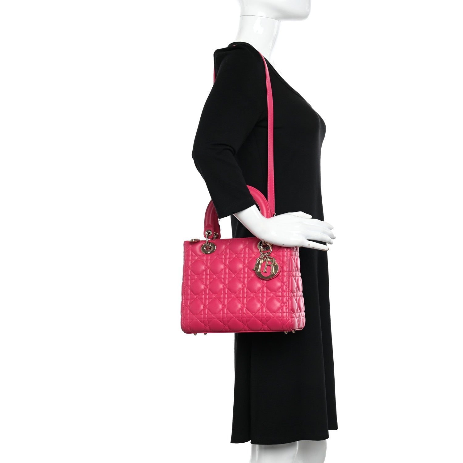 Christian Dior Lambskin Cannage Medium Lady Dior Pink 2 of 10