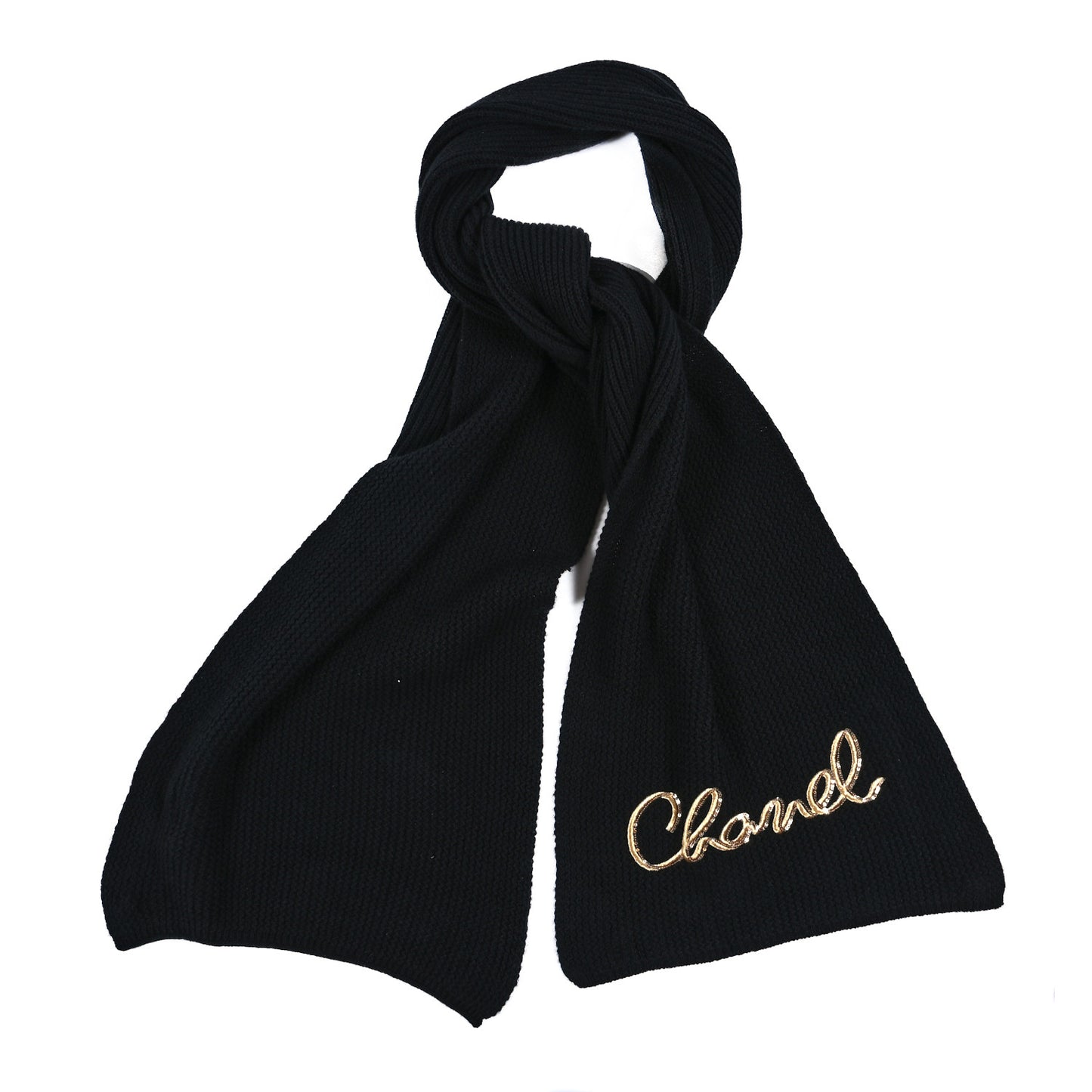 Cashmere Sequin Logo Scarf Black