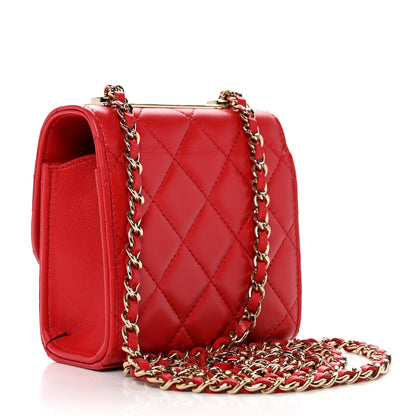 Chanel Lambskin Quilted Mini Trendy CC Clutch With Chain Red 2 of 11