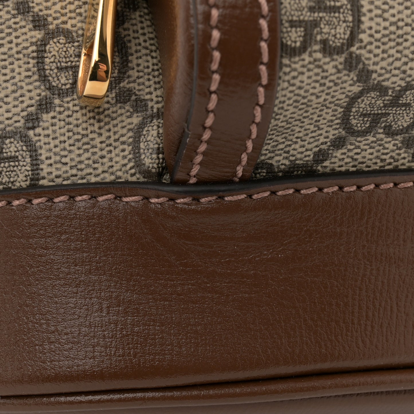 GG Supreme Monogram Azalea Calfskin Retro Interlocking G Buckle Backpack Beige Ebony Brown Sugar