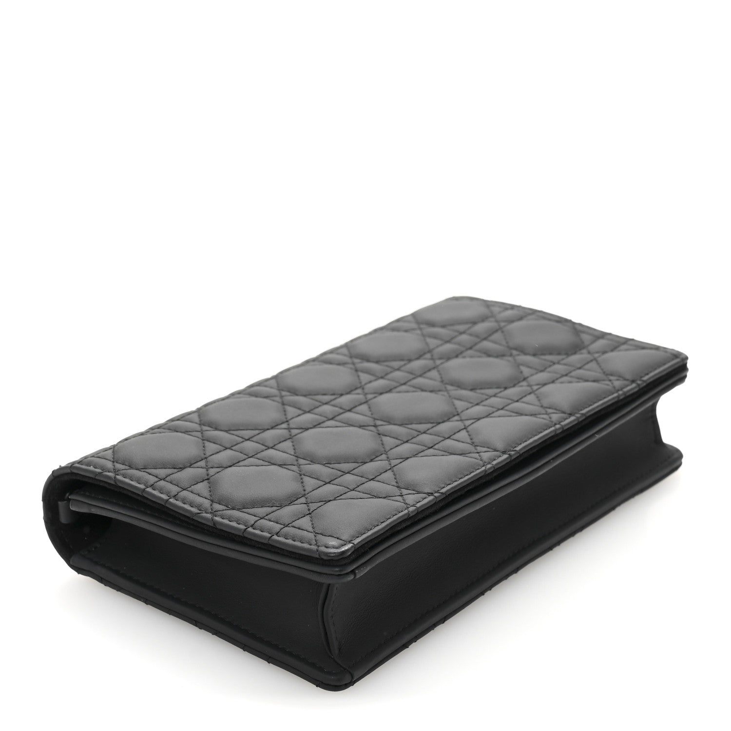 Christian Dior Ultra Matte Calfskin Cannage Lady Dior Clutch Black 5 of 12