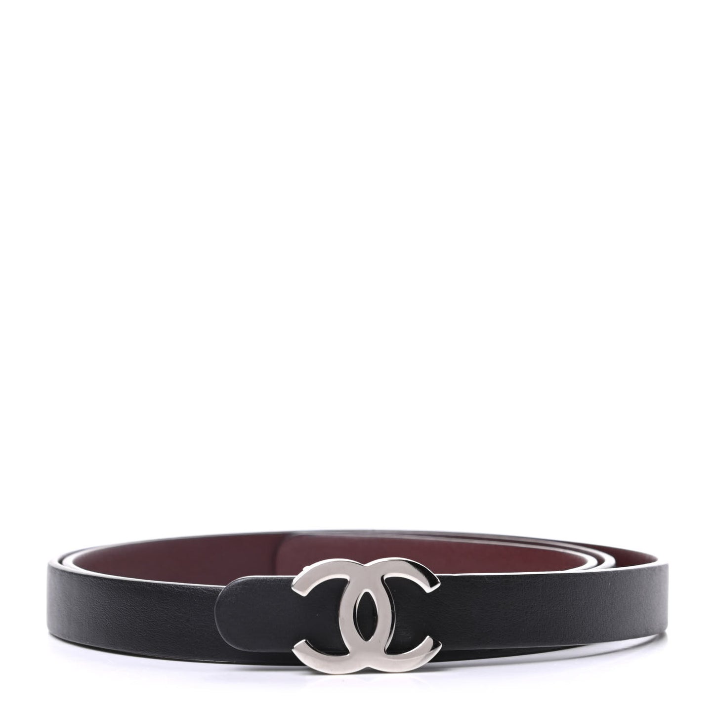 Calfskin CC Reversible Belt 85 Black Burgundy