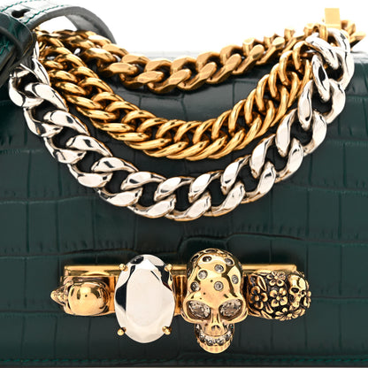 Alexander McQueen Shiny Crocodile Embossed Jeweled Satchel Emerald 7 of 11