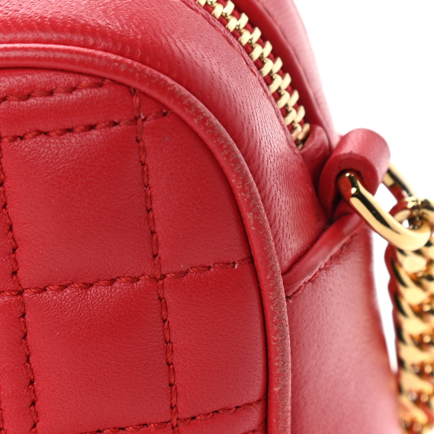 Lambskin Quilted Camera Bag Bright Red