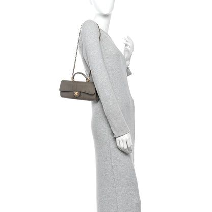 Chanel Calfskin Lizard Embossed Top Handle Long Clutch With Chain Dark Khaki 2 of 11