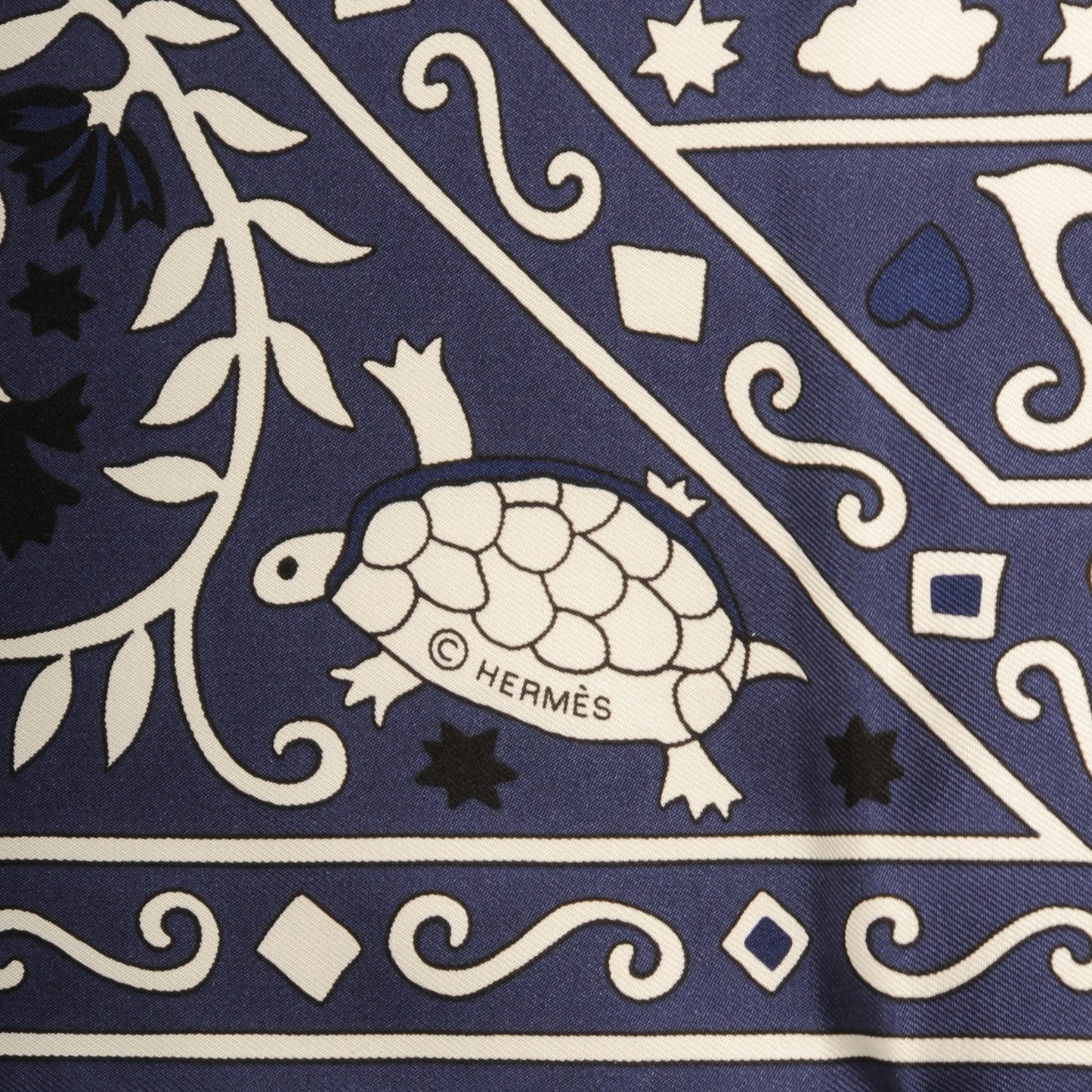 Silk Twill Peuple Du Vent Scarf 140 Marine Noir Blanc
