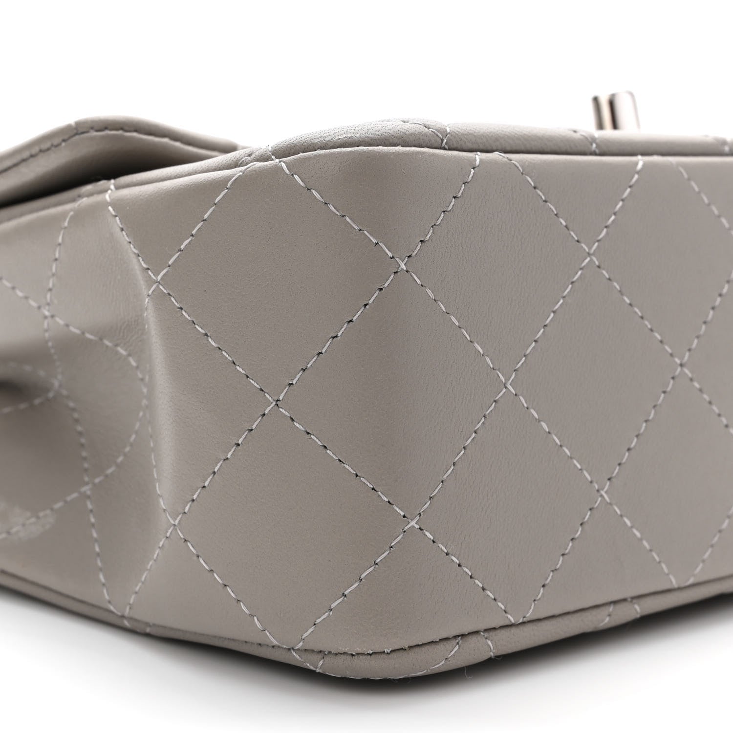 Chanel Lambskin Quilted Mini Rectangular Flap Grey 9 of 13