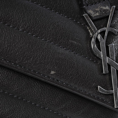 Saint Laurent Sheepskin Matelasse Chevron Monogram College Chain Wallet Coal 7 of 8