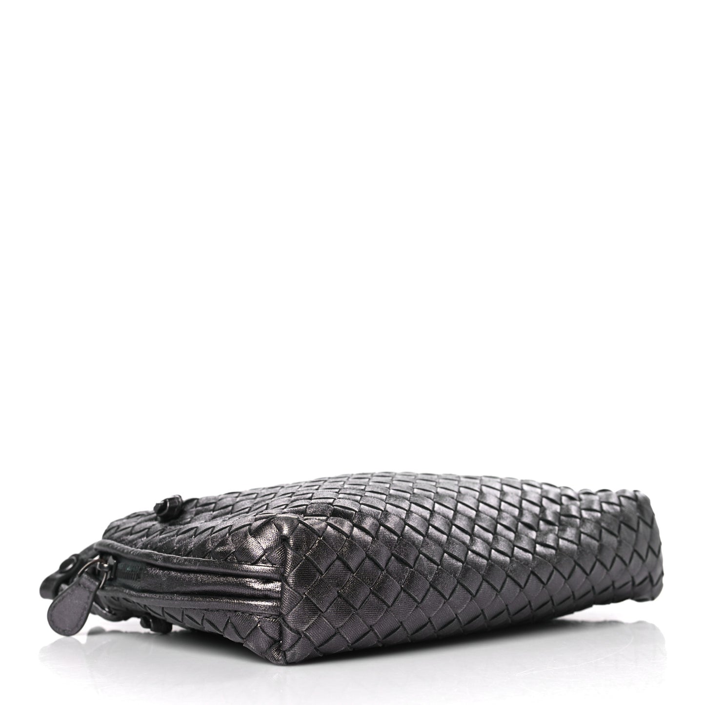 Metallic Grosgrain Intrecciato Nodini Crossbody Messenger Dark Grey